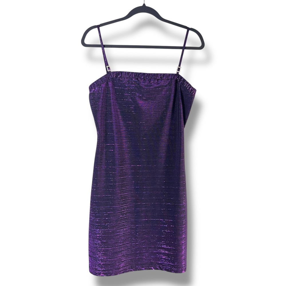 All That Jazz Womens Sz Large Mini Dress Purple Metallic Whimsigoth 90s Party